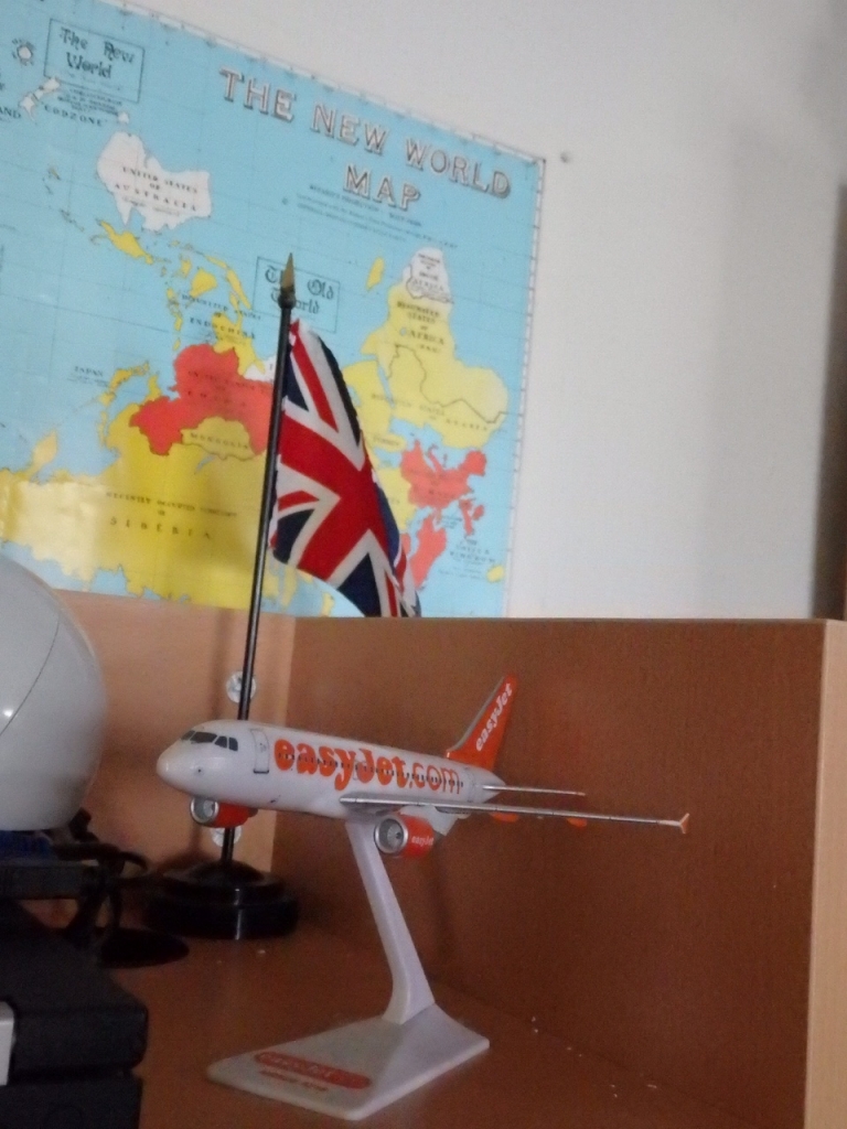 a model airplane on a table