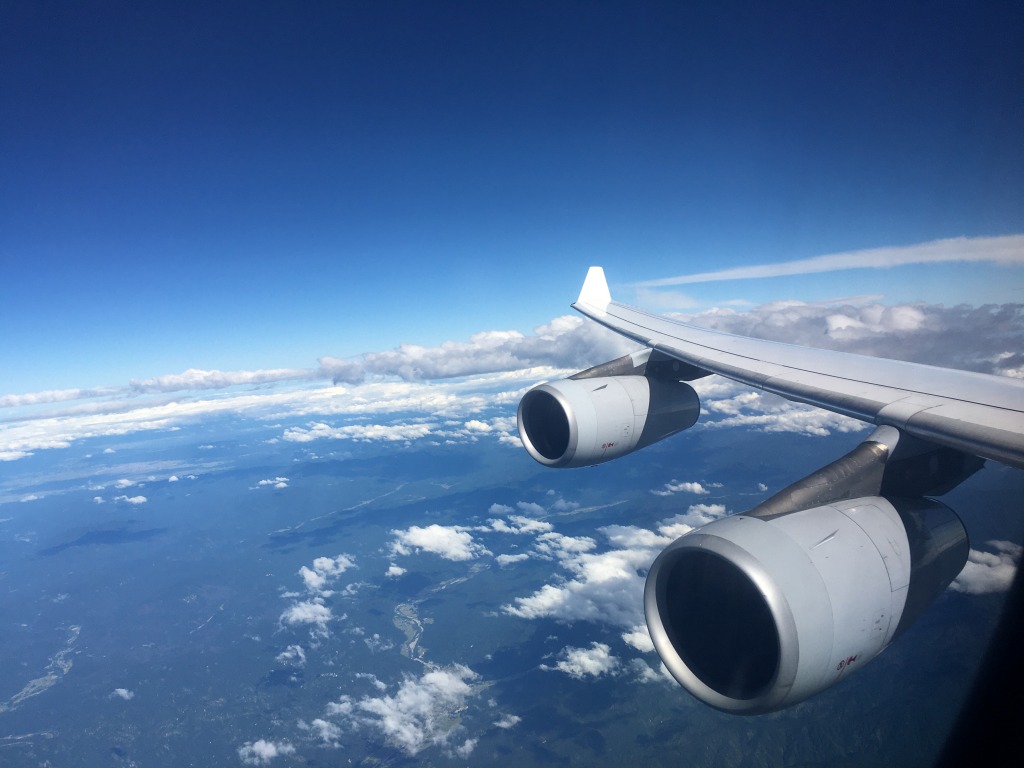 飛行機の翼と空