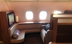 First Class Review : カタール航空(QR) QR39 ドーハ(DOH) – パリ・シャルルドゴール(CDG) Airbus A380-800