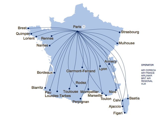 フランスの国内線一部が運航停止となります