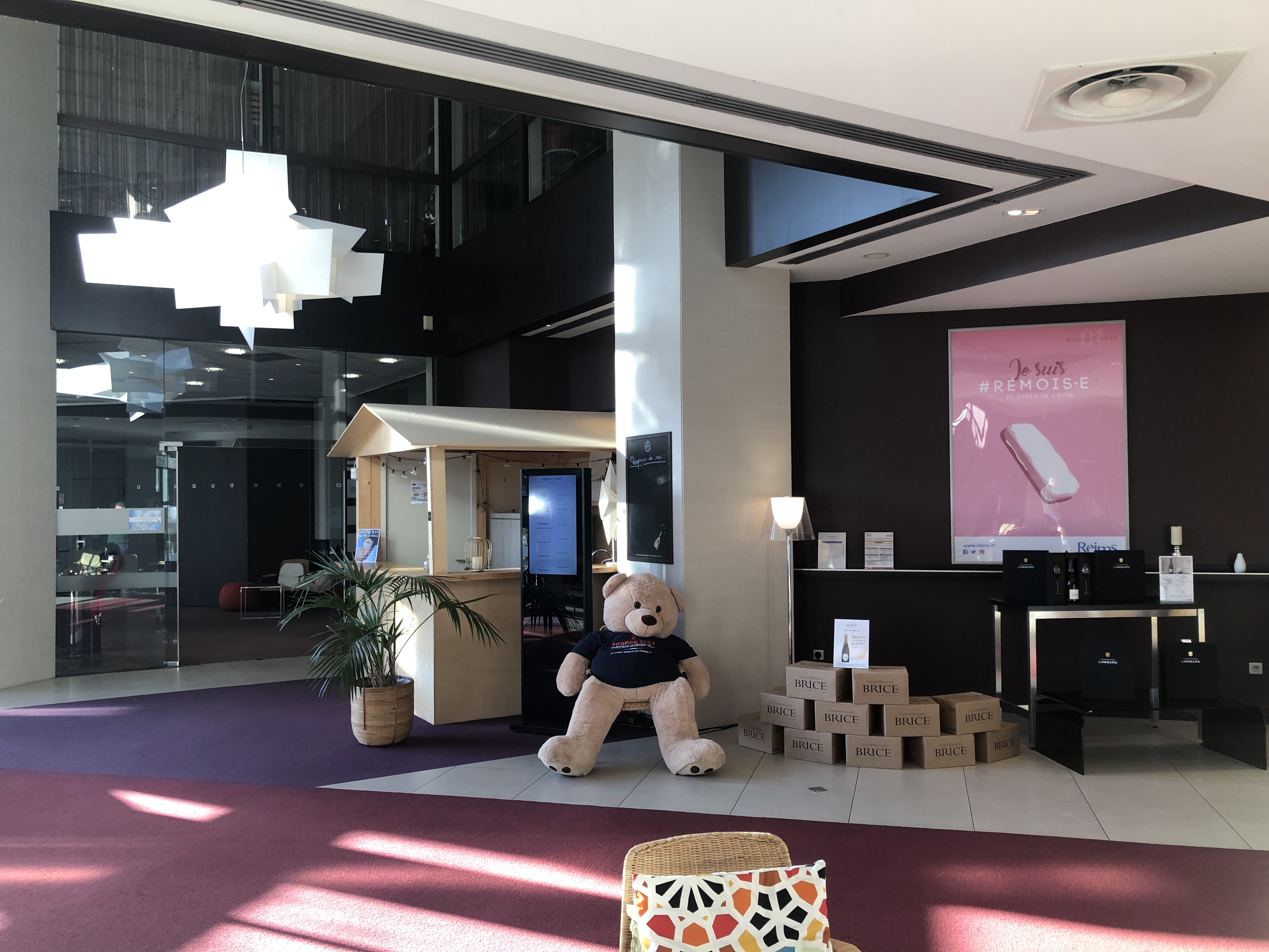 a large teddy bear in a room