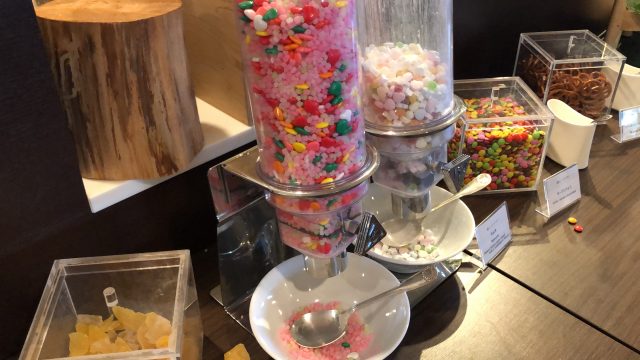 a table with food and containers on it