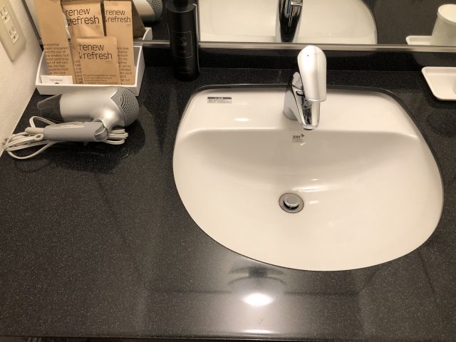 a sink with a faucet