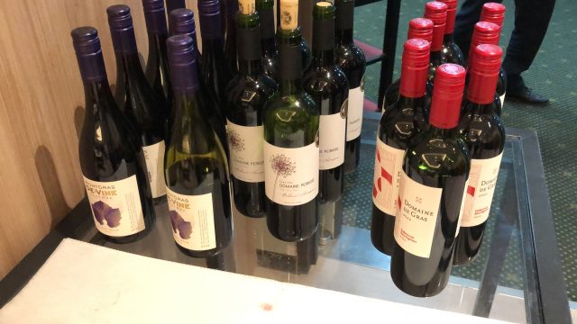 a group of bottles on a table