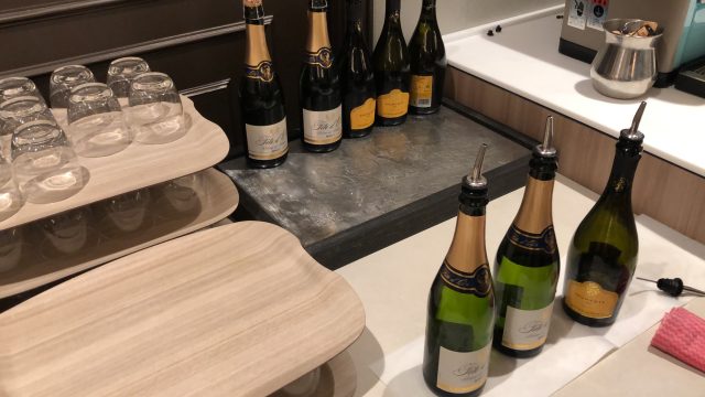 a group of bottles on a counter
