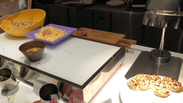 a pan of food on a stove