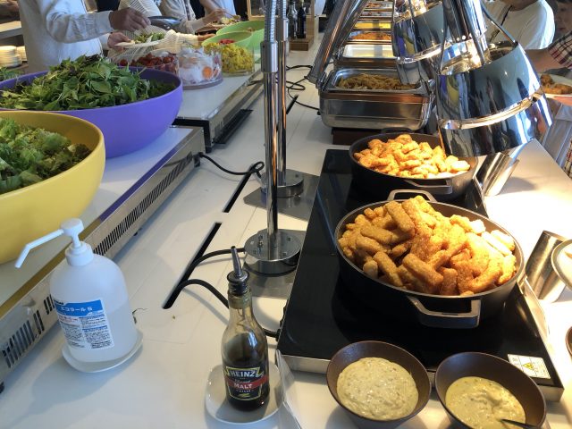 a kitchen counter full of food